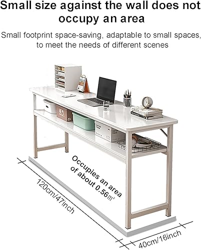 Miniatura 6 de Escritorio para computadora de oficina en casa, escritorio pequeño de estilo moderno y simple, mesa de trabajo compacta de PC con estantes,