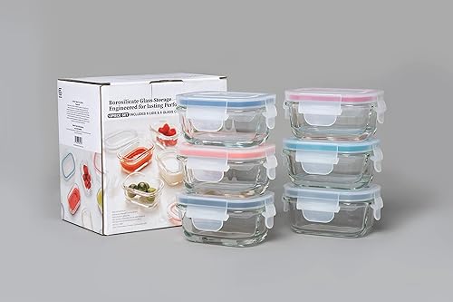 Miniatura 9 de GENICOOK - Recipientes pequeños de vidrio de borosilicato para almacenar comidas y alimentos de tamaño bebé, forma redonda, juego de 12 piezas (6