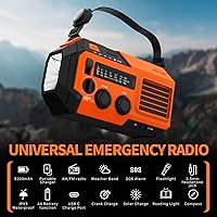Vista 7 de FosPower NOAA Radio meteorológica de emergencia A6 19240mWh, banco de energía portátil, AM/FM, USB/solar/carga de manivela, funciona