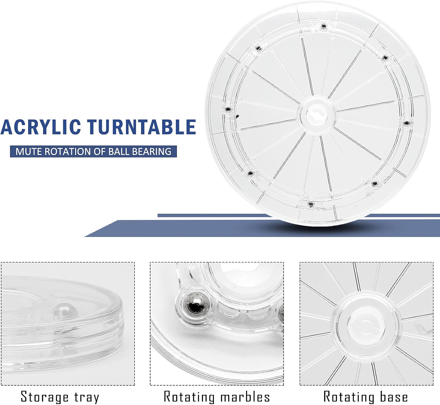 8 Inch 1Pcs Acrylic Turntable Organizer, Clear Rotating