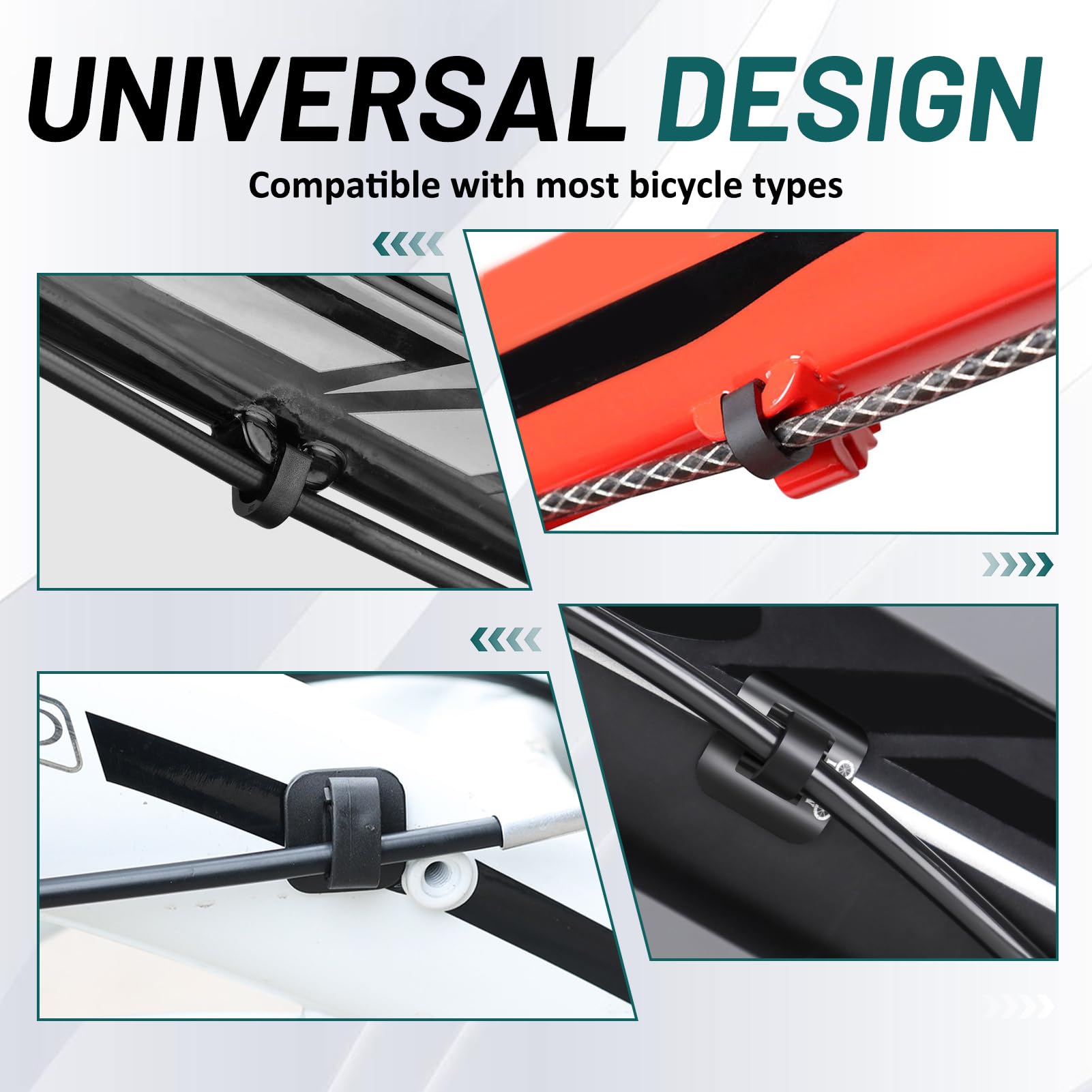 Guida Cavo Freno Per Bicicletta - 2 Pezzi In Acciaio E ABS Per Forcella, Fissaggio A C-Clamp Nero