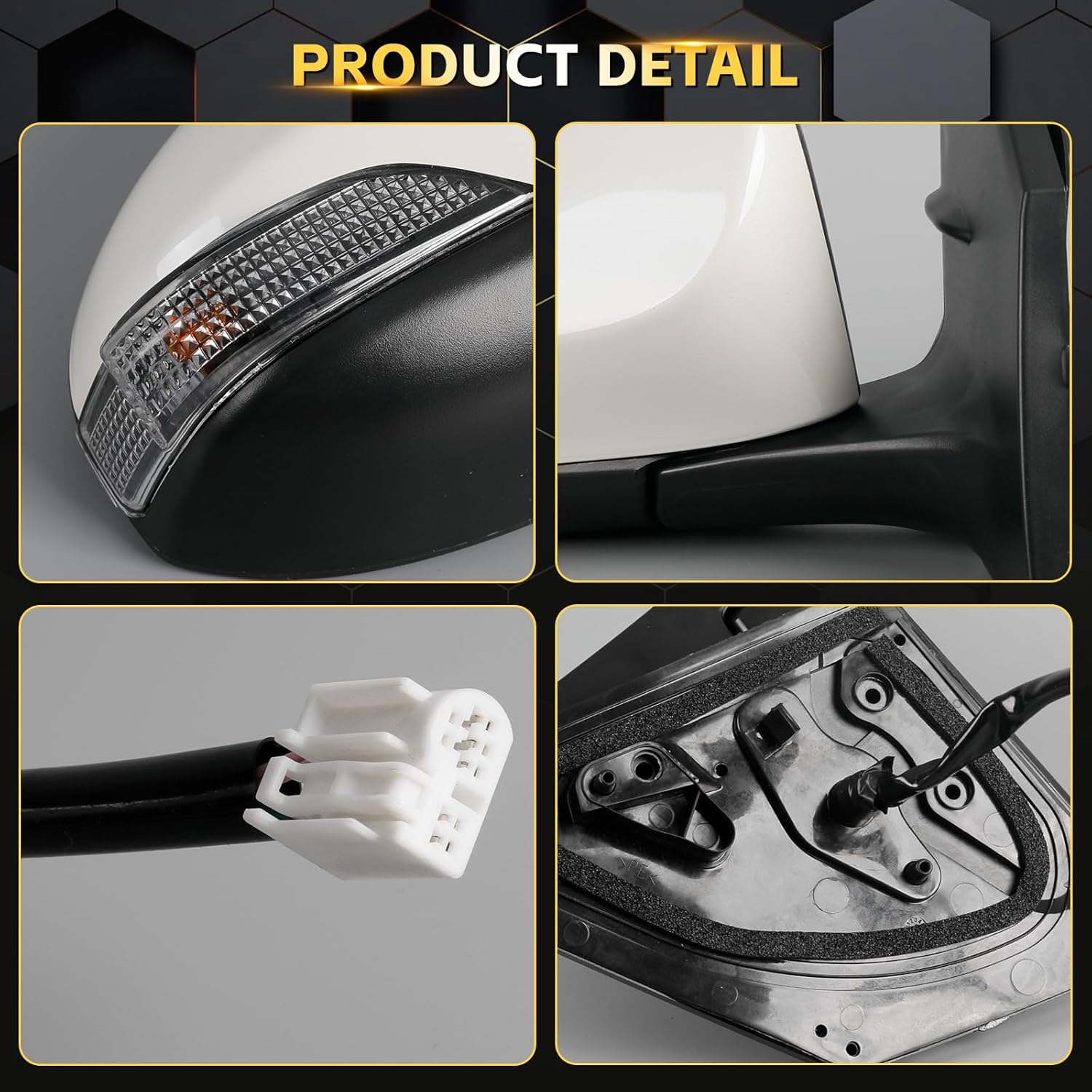 Left Driver Side Door Mirror Assembly Replace for 2014-2019 Toyota Corolla, with Turn Signal, Power Glass Adjustment, Heated Mirror Glass, Manual Folding (Left, 7 Pins)