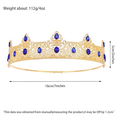 Miniatura 2 de Corona de rey azul para hombre, decoración para cumpleaños, graduación, fiesta, disfraz, boda, Halloween, día del padre, regalo para hombres, padre,