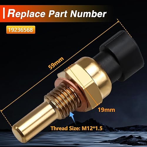 Miniatura 5 de Sensor de temperatura del refrigerante, sensor de temperatura del agua ECT, interruptor de temperatura compatible con Chevrolet Tahoe Malibu Equinox