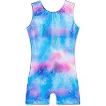 TENVDA Gymnastics Leotards for Girls Sparkly Multicolor Tumbling Biketards