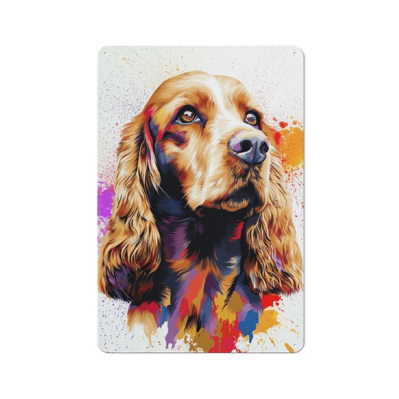 Junmoney Colorful Cocker Spaniel Portrait -2 Vintage Tin Sign 30X20cm For Home Bar Wall, For Collectors Of Vintage Metal Wall Decor