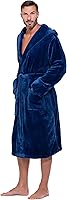 Vista 2 de Turquaz Plush Robes For Men, Soft Fuzzy Hooded Mens Bathrobes, Long Comfy Robe For Men
