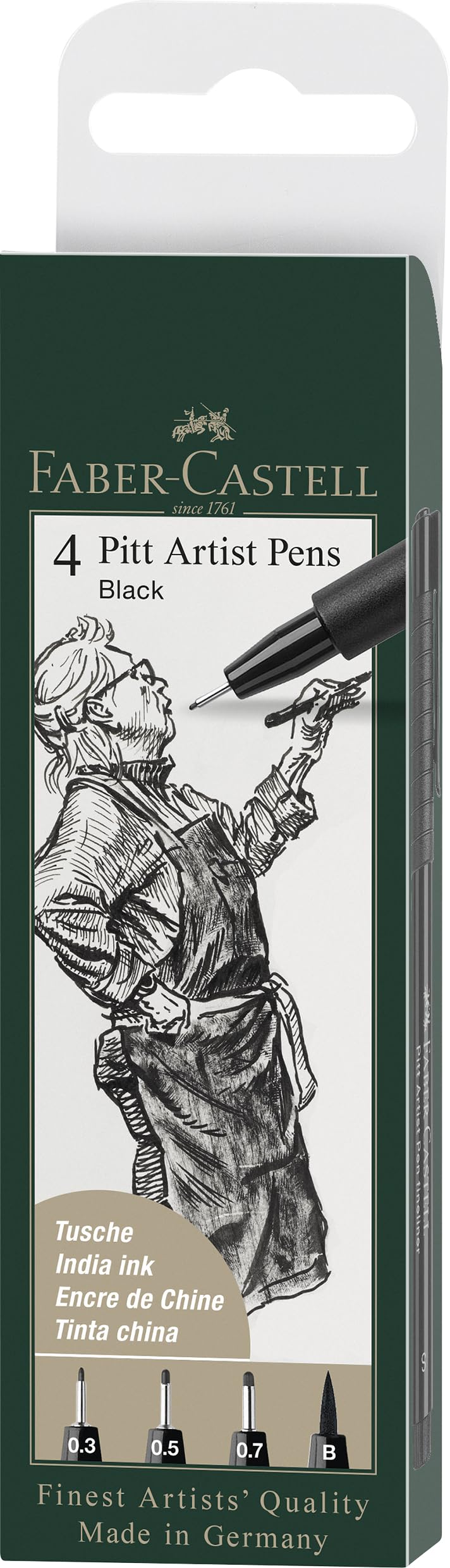 Faber-Castell - Stylos à encre Pitt Artist Pen, 4 épaisseurs, noir