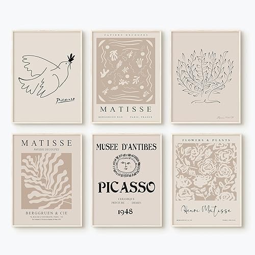 Miniatura 10 de Juego de 6 impresiones artísticas de pared de Matisse de color azul, arte abstracto estético para decoración de pared de Henri Matisse, póster de