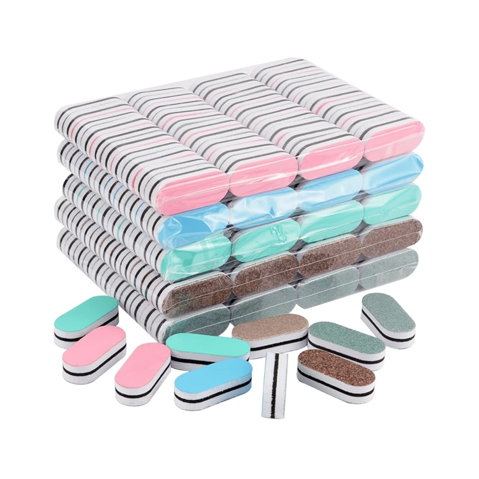TRUSTTWO 100 unids/Lote Mini Esponja Lima de uñas Colorido Lijado Gel pulidor Conjunto Bloque limas de uñas Doble Cara Herramientas de Arte de uñas The 100pcs Brown