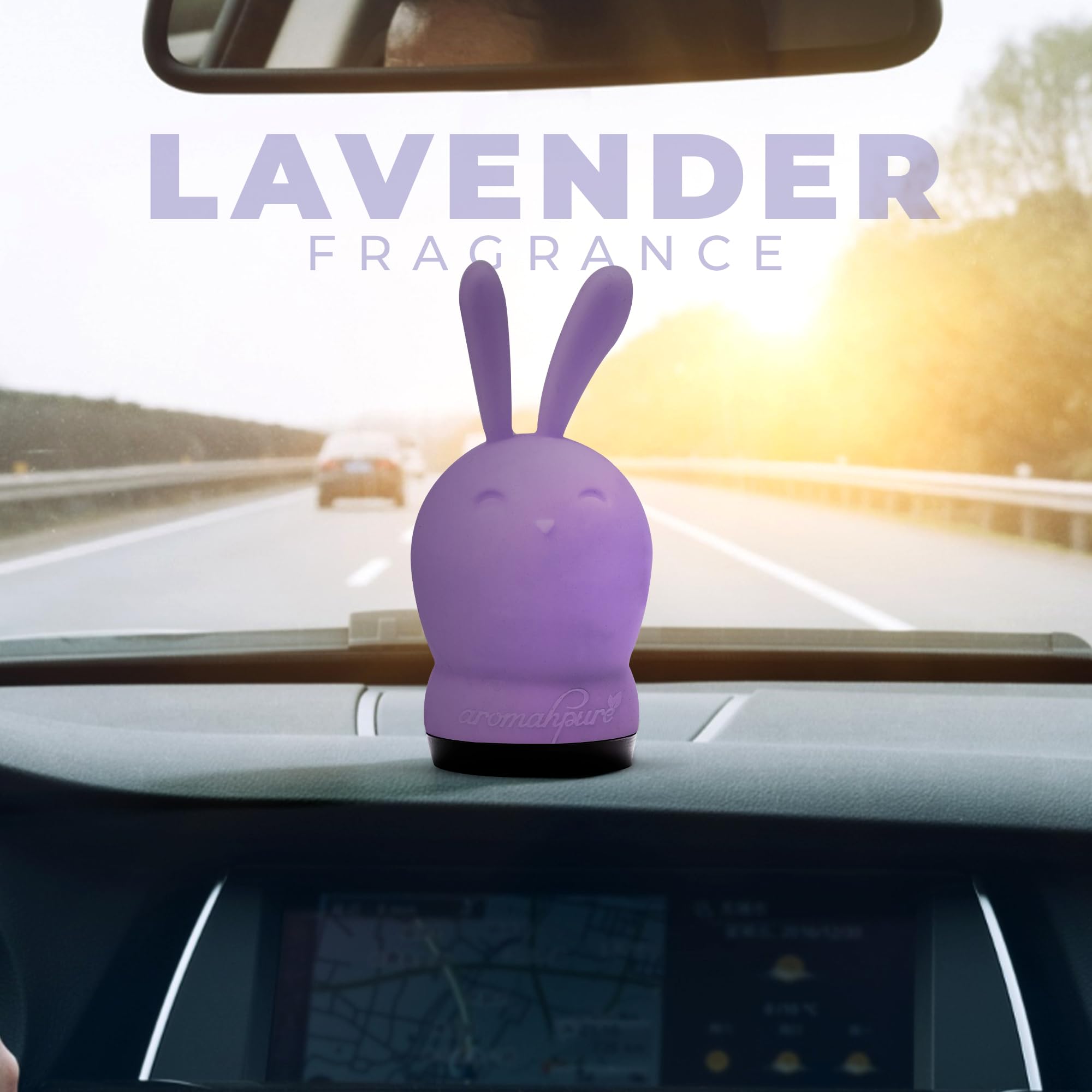 Aromahpure Hunny Bunny Luxury Car Perfume for Dashboard - Lavender Fragrance | Long-Lasting Car Air Freshener with Two Refill Cube | Infused with Pure Oils | Lasts Up to 30 Days