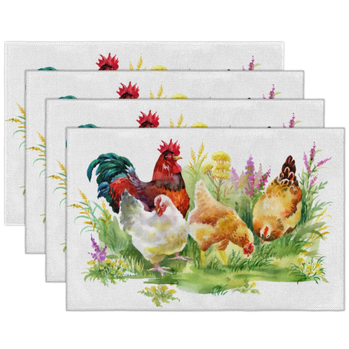 Amazon｜鶏と家禽類ですのランチョンマット 6枚セット | リネン素材で