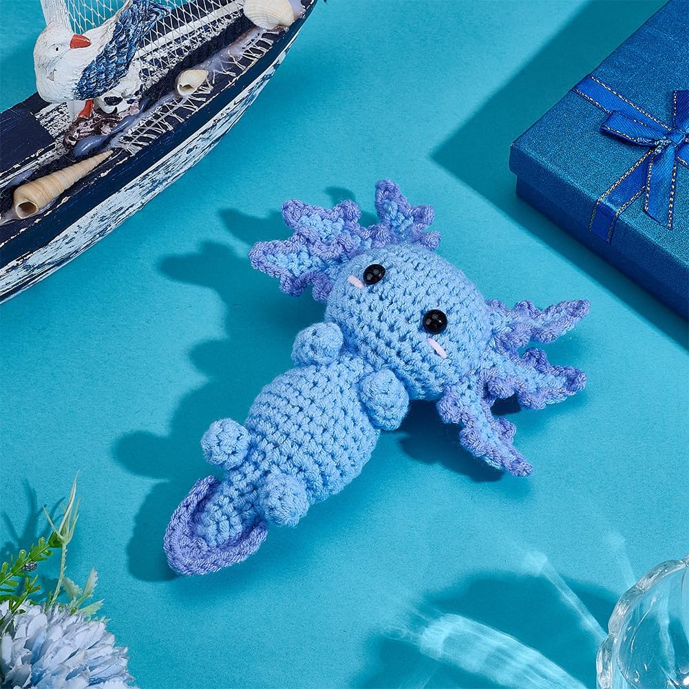 FREEBLOSS 4 Set Axolotl Crochet Kit for Beginners Crochet Animal Kit with Step-by-Step Video Tutorials Yarn for Crocheting Crafts for Adults