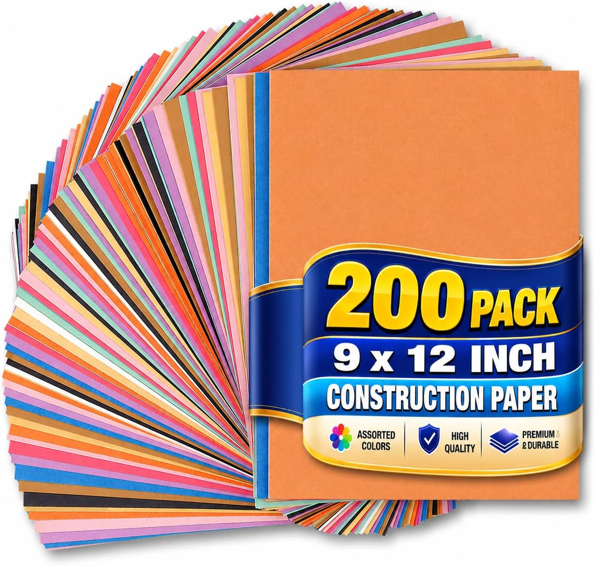 1InTheOffice Construction Paper 9x12, Construction Paper, Craft Paper, Assorted Color 200 Sheets