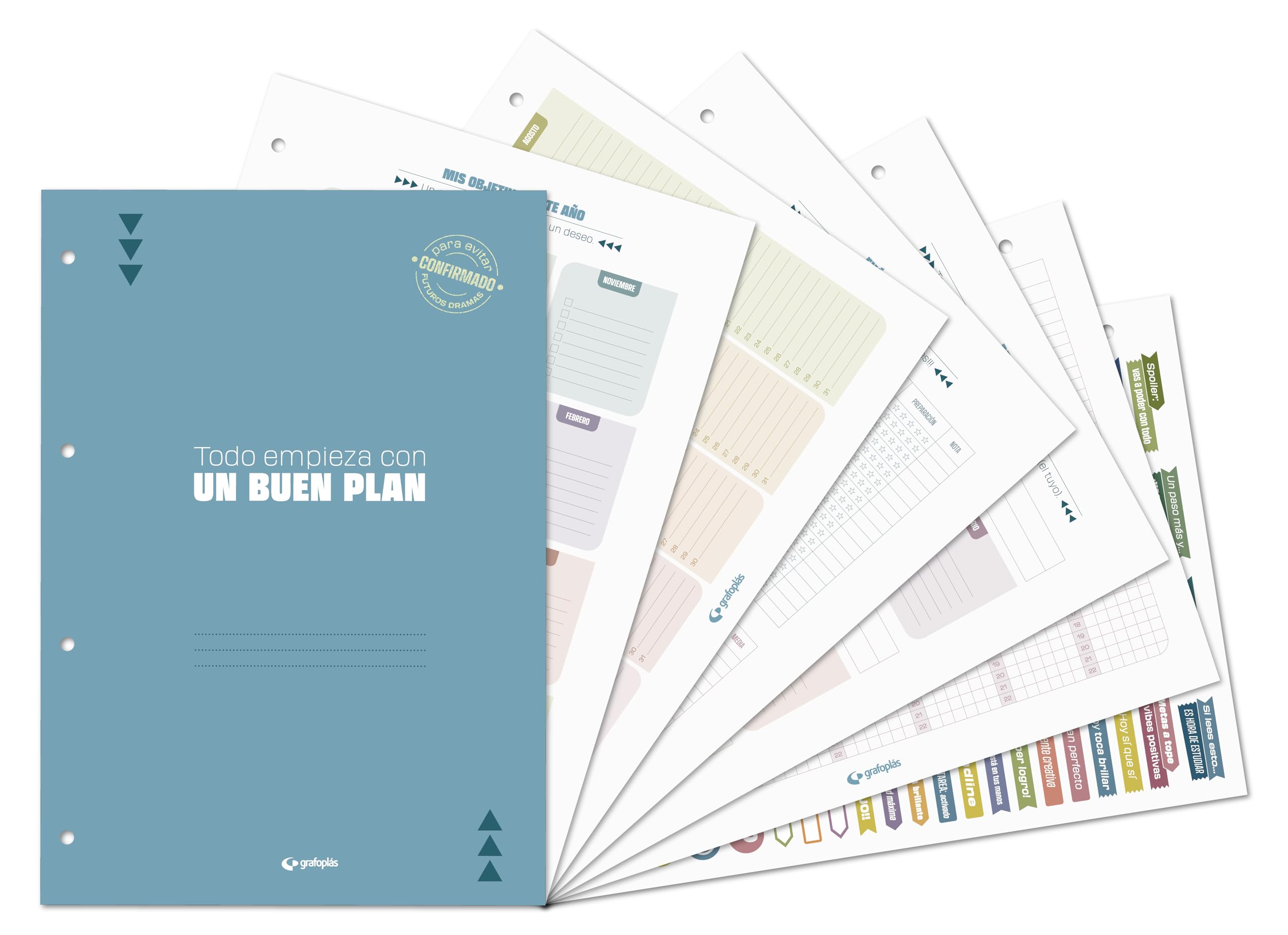 Grafoplas Ordner mit 4 Ringen, A4, mit Nachfüllpackung, Trennblättern, Planner, Aufkleber und transparentem Umschlag, Lavendel, Polyfoam Unequal Pop Up Design, robust und ultraleicht, Öffnung 360