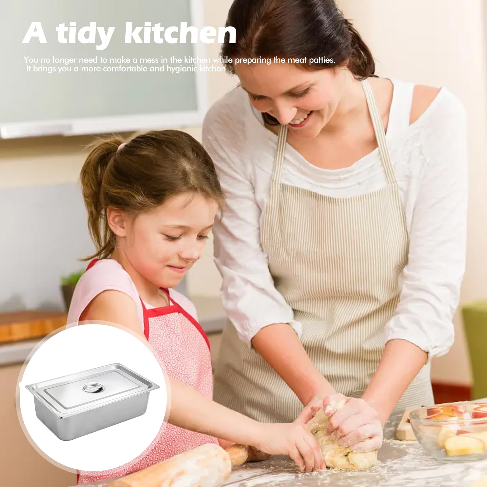 PORFOYO Juego de 3 recipientes gastronorm de acero inoxidable para empanar con tapa, calles de empanado rectangulares, recipientes para la cocina, apilables (GN 1/3, recipiente 32,5 x 17,5 x 6,5 cm)