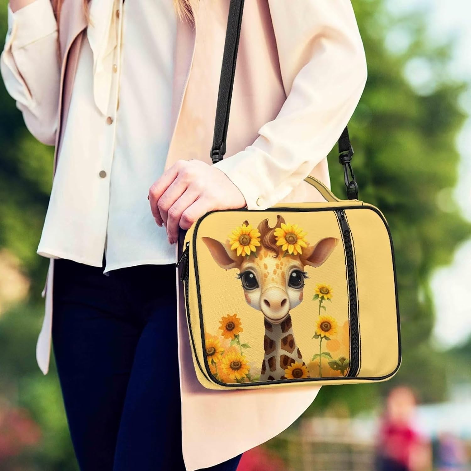 Showudesigns Sunflower Giraffe Bible Covers for Women Bible Carrying Book Case Lightweight Bible Bags and Totes with Bookmark Prayer and Study Bible Journal Cover Daisy Yellow