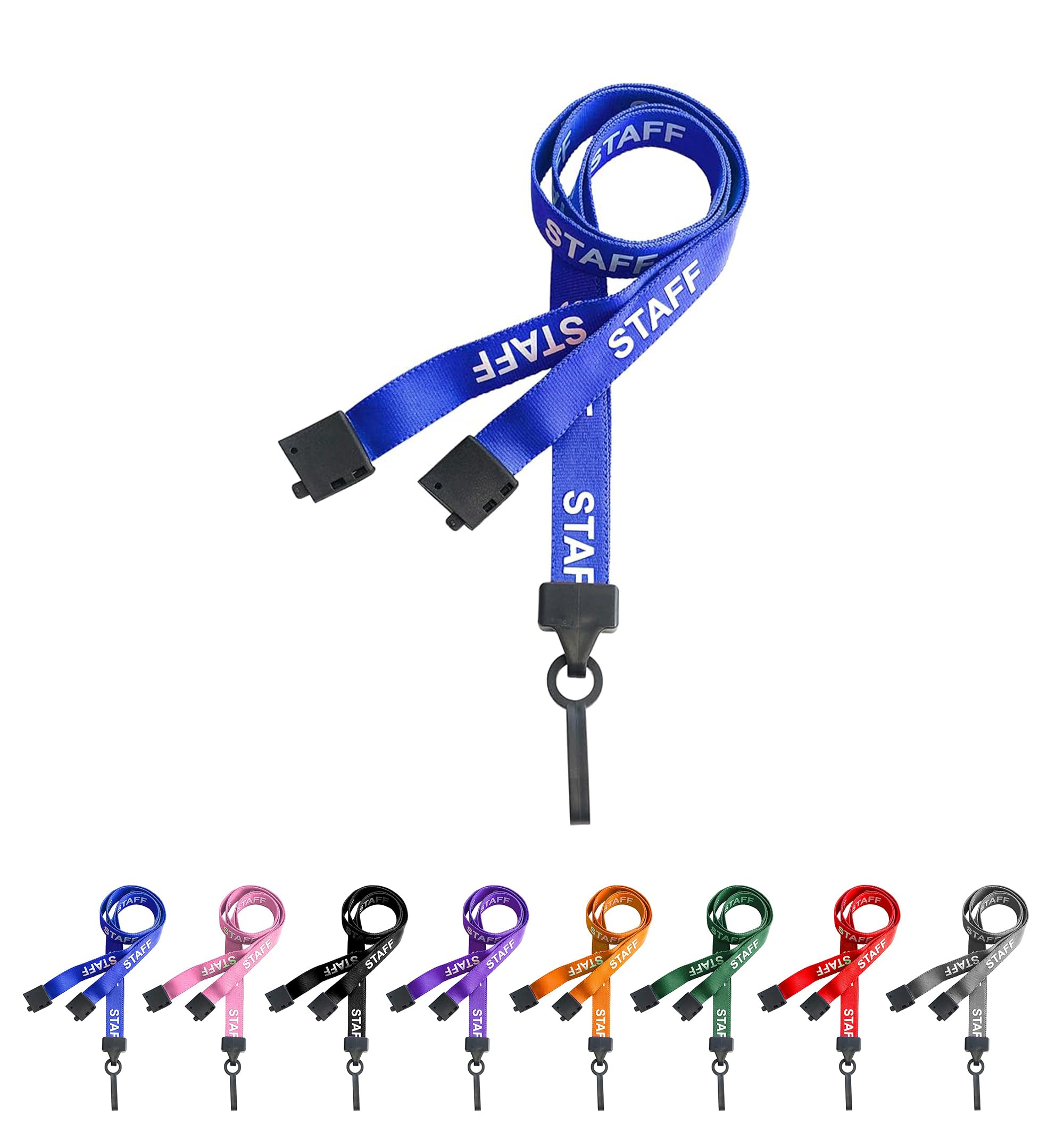 PCL Media ltd® Blue Staff Neck Strap Lanyard ID Card Holder with Plastic Clip and Safety Breakaway Catch - (Pack of 25) Staff Lanyard