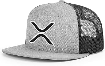 BustedTees XRP Logo Flatbill Back Mesh Hat Cryptocurrency Trading Baseball Cap