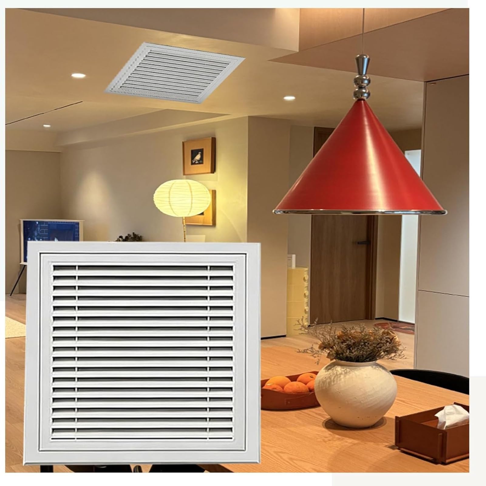 Grille de Ventilation décorative Blanche - 45,7 x 55,9 cm, avec Filtre Amovible pour bouches d'aération murales, Filtre de Retour d'air Facile à Nettoyer, Solution de Ventilation Murale élég