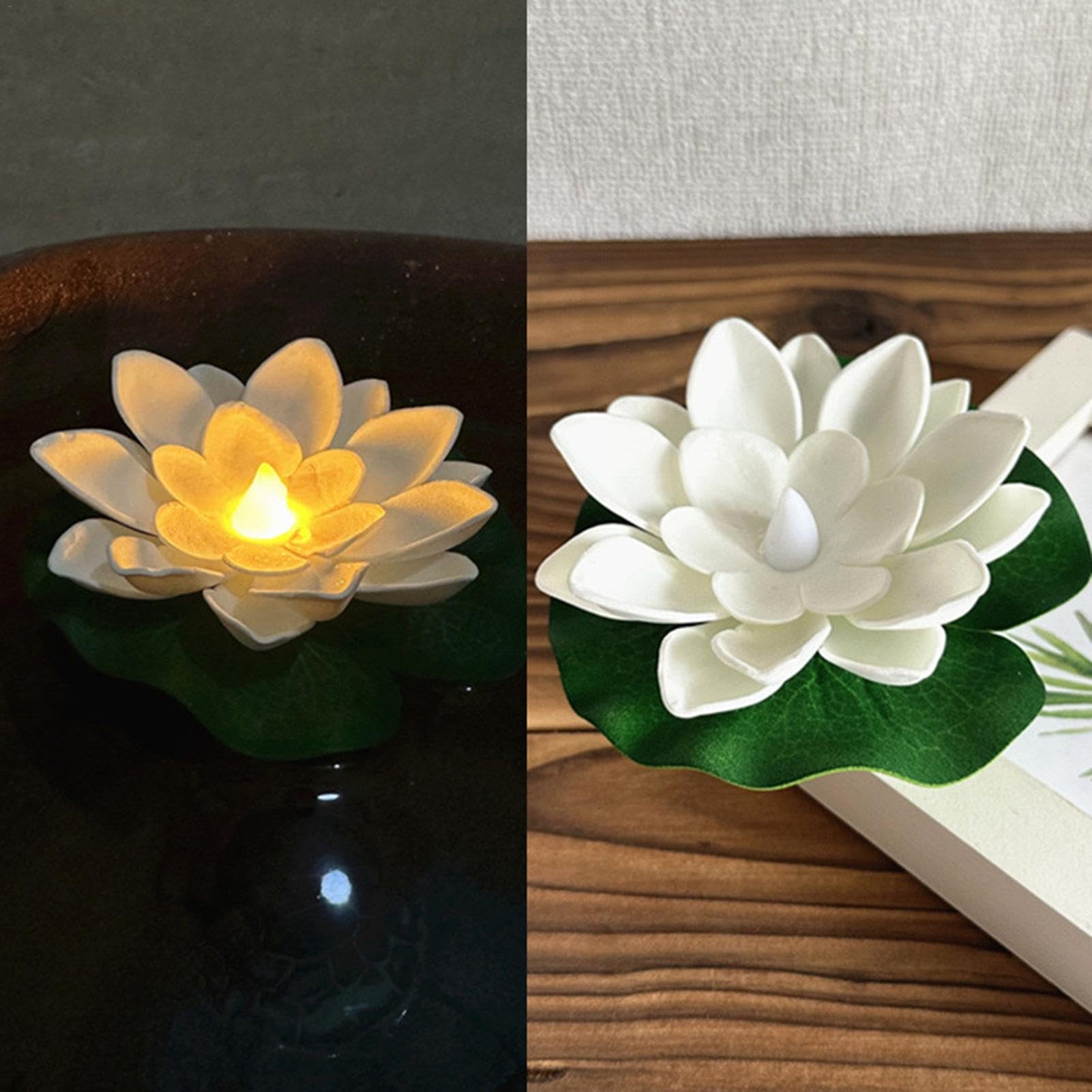 Qutalmi Lot 6 Lumières Fleurs Flottantes LED Piscine – Lanternes Solaires Nocturnes Étang & Noël