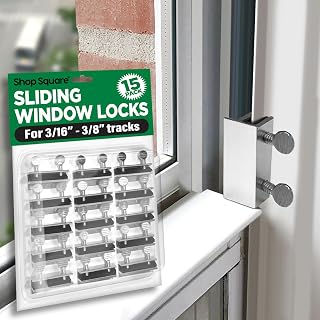 ShopSquare 15-Pack Window Locks for Sliding Doors & Windows - Adjustable Aluminum Stoppers, No-Drill Child-Proof Security, Fits up to 3/16" Tracks