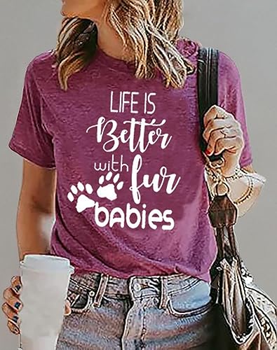 Miniatura 2 de Life is Better with Fur Babies - Camiseta divertida para mujer, camisetas divertidas de perro y mamá, camisetas de regalo para amantes de las