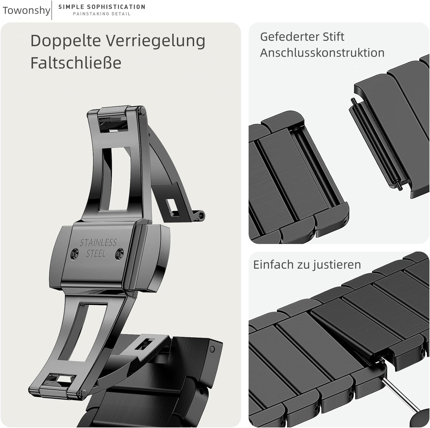 Cinturino Originale Titan Compatibile con Apple Watch Cinturino Ultra/Ultra 2, Se, Serie 10/9/8/7/6/5/4/3/2/1 49mm 46mm 45mm 44mm 42mm 41mm 40mm 38mm, Uomini E Donne Cinturino in Metallo in Acciaio