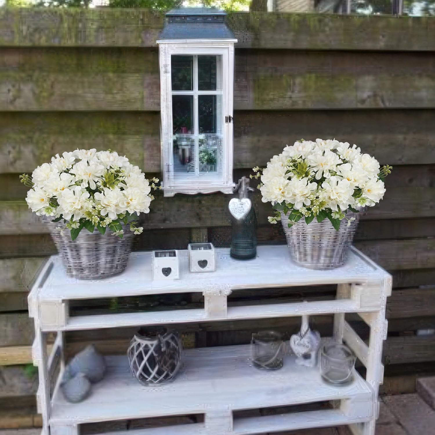 3 Pcs Artificial Flowers for Outdoors White Faux Geraniums Bush UV Resistant Artificial Topiary Potted Silk Flowers Outdoor for Planters Hanging Basket Window Front Porch Garden Patio Decor - Image 5