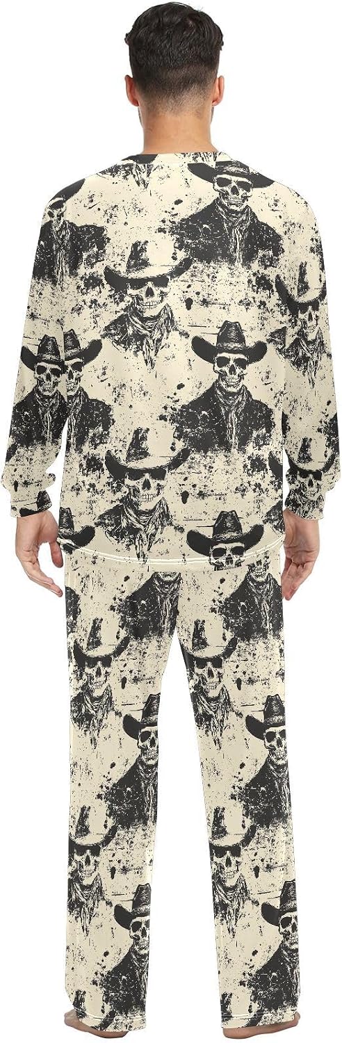 Matching Couple Pajamas Set Western Cowboy Skull Cowboy PJs for Men Women Two Piecing Set Pijamas image 2