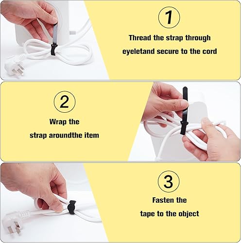 Miniatura 4 de Sujetacables reutilizables, correas de cable de sujeción de 6 pulgadas, organizador de cables multiusos de gancho y bucle, organizador de cables