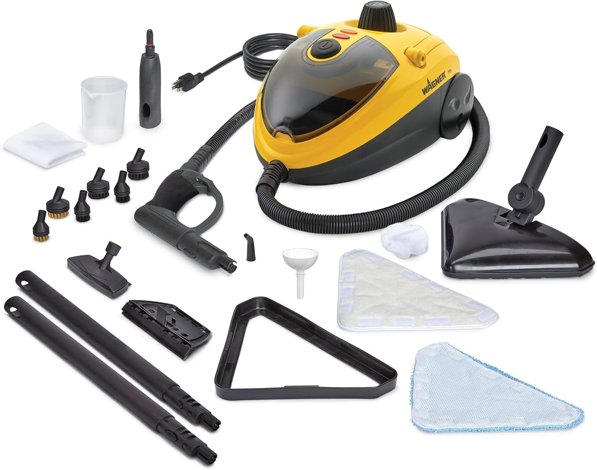 Wagner Spraytech 925e Elite Multipurpose Steam Cleaner, 20 Accessories | Elite steam cleaner includes 20 accessories for chemical-free whole home cleaning on hardwood, tile and other surfaces.