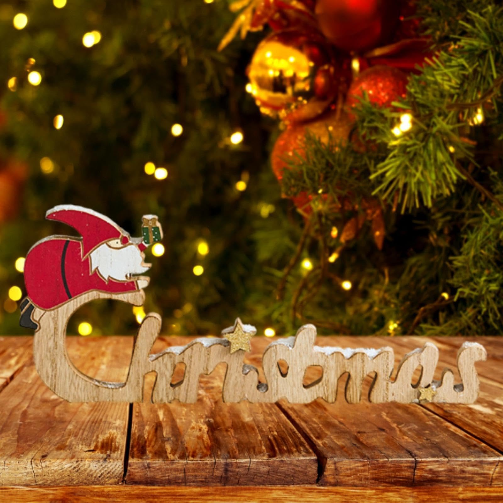 Letrero Navideño con Letras en Inglés, Decoración Navideña, Bonito, Manualidades, Letrero de Madera de Navidad, Adorno de Mesa para Sala de Estar Y of, Style B, Individual