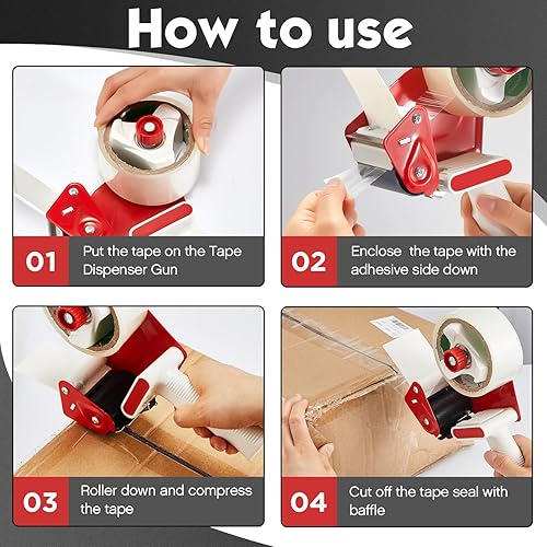 Miniatura 4 de Harloon Pistola dispensadora de cinta de embalaje para cinta de 2 pulgadas de ancho, pistola de cinta de mano para envíos de embalaje industrial,