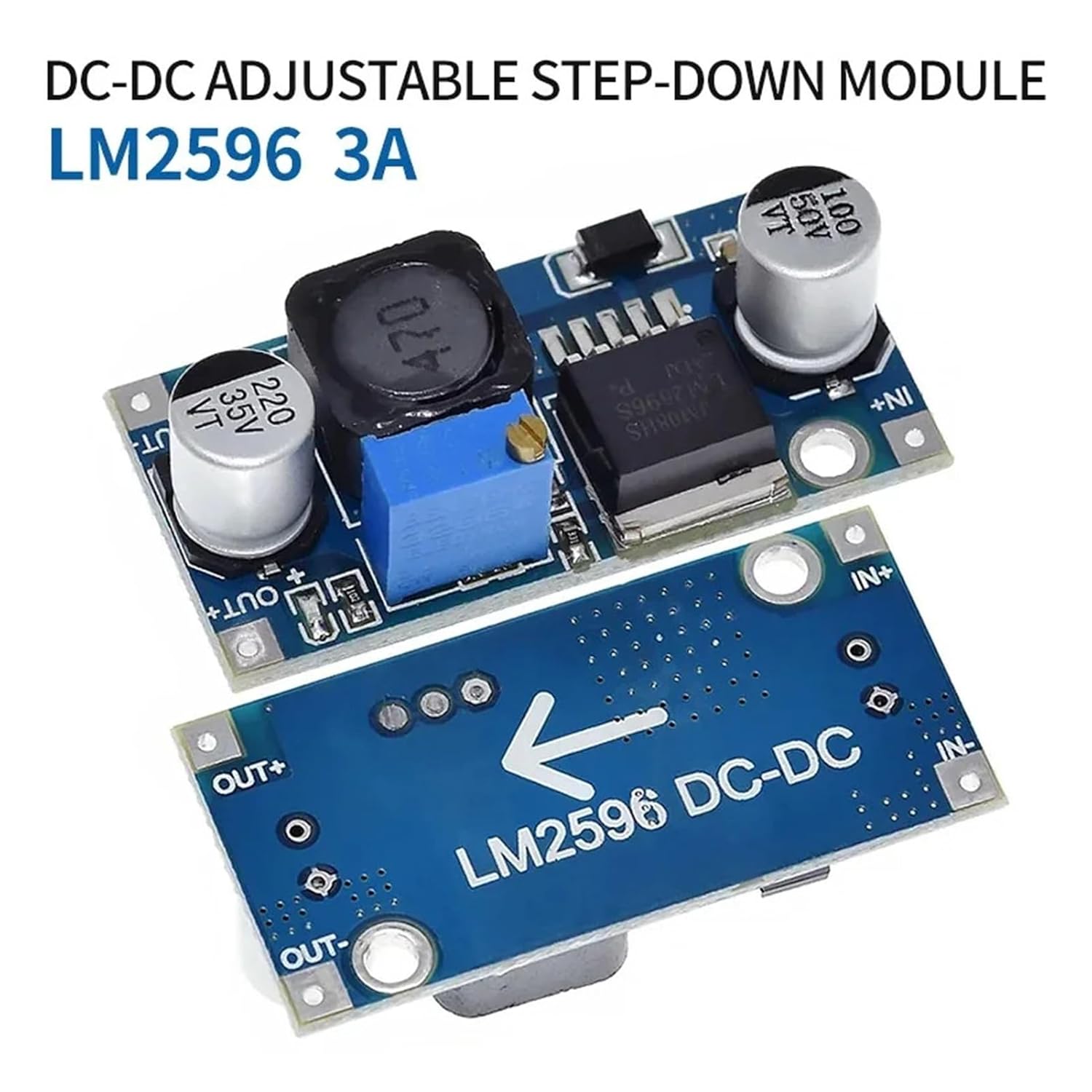 5-Pack Adjustable DC-DC Buck Converter Step-Down Power Module - 3-40V to 1.5-35V Efficient Voltage Regulator with LED Indicator for DIY Electronics Projects