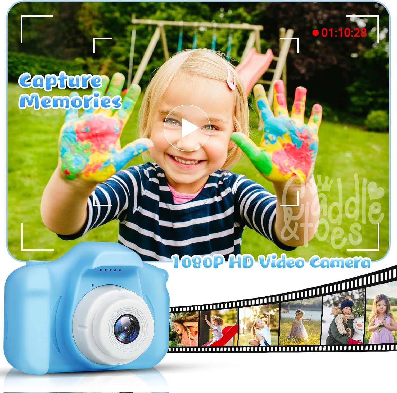 CADDLE & TOES Kids Digital Camera/Selfie Dual Lens/HD Camera/Video Recorder/Games/ 4GB SD Card(Included)/ 2.0 Inch Screen/High Battery Life/Gifts for Kids Girls Boys 4+ 5 6 7 8 (Ocean Blue) - Image 6 thumbnail