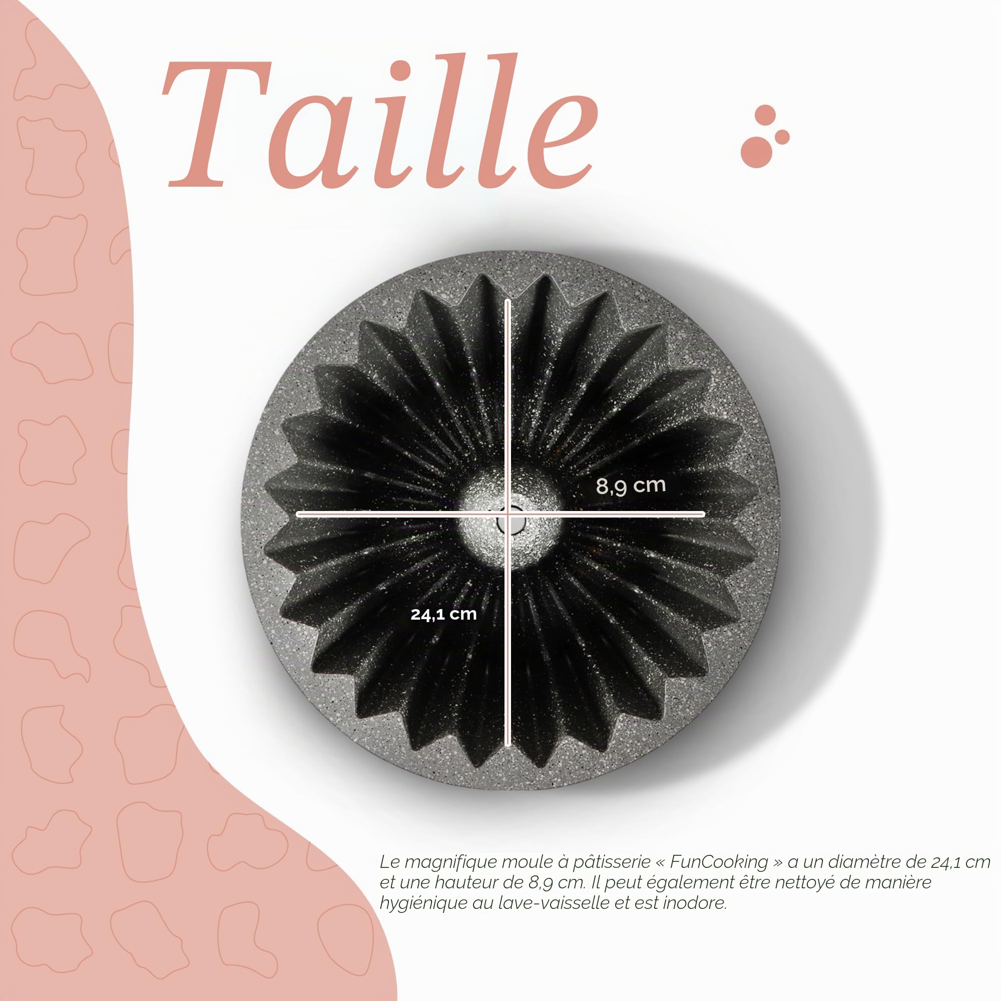 serenk Cuisine Amusante “Star Bundt” ” Moule à Gateau Rond/Moule a Cake/Revetement en Granit/Anti adhesif/Cuisson Homogene / 26 cm/Doré