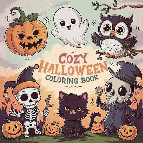 Cozy Halloween Coloring Book: Bold &amp; Easy Spooky and Cute Designs for Kids and Adults | Perfect for Stress Relief and Creative Relaxation | ... Halloween Fun (Cozy Coloring Book Series)
