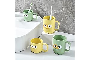 Pack of 4 Cute Cartoon Tumbler Cups for Kids: Unbreakable and Reusable Toothbrush Holders