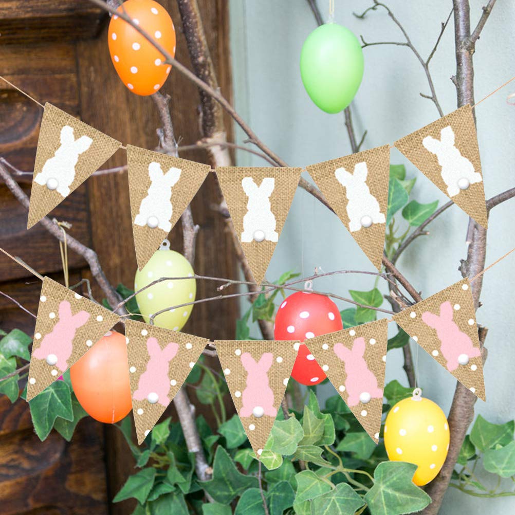 Whaline Osterhasen-Filzbanner, 12 Stück – Bunte Kaninchen, Vorbespannt, Für Frühlings- & Partydeko