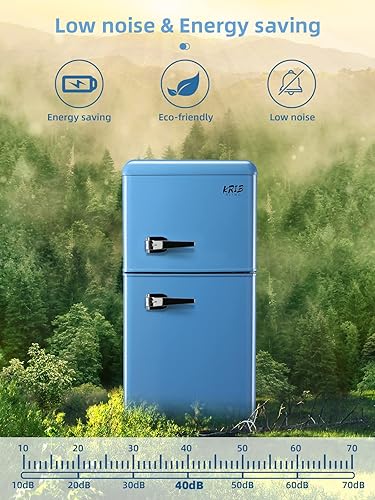 Miniatura 3 de KRIB BLING Refrigeradores compactos con congelador en la parte superior, mini refrigerador con termostato ajustable de 7 niveles, refrigerador