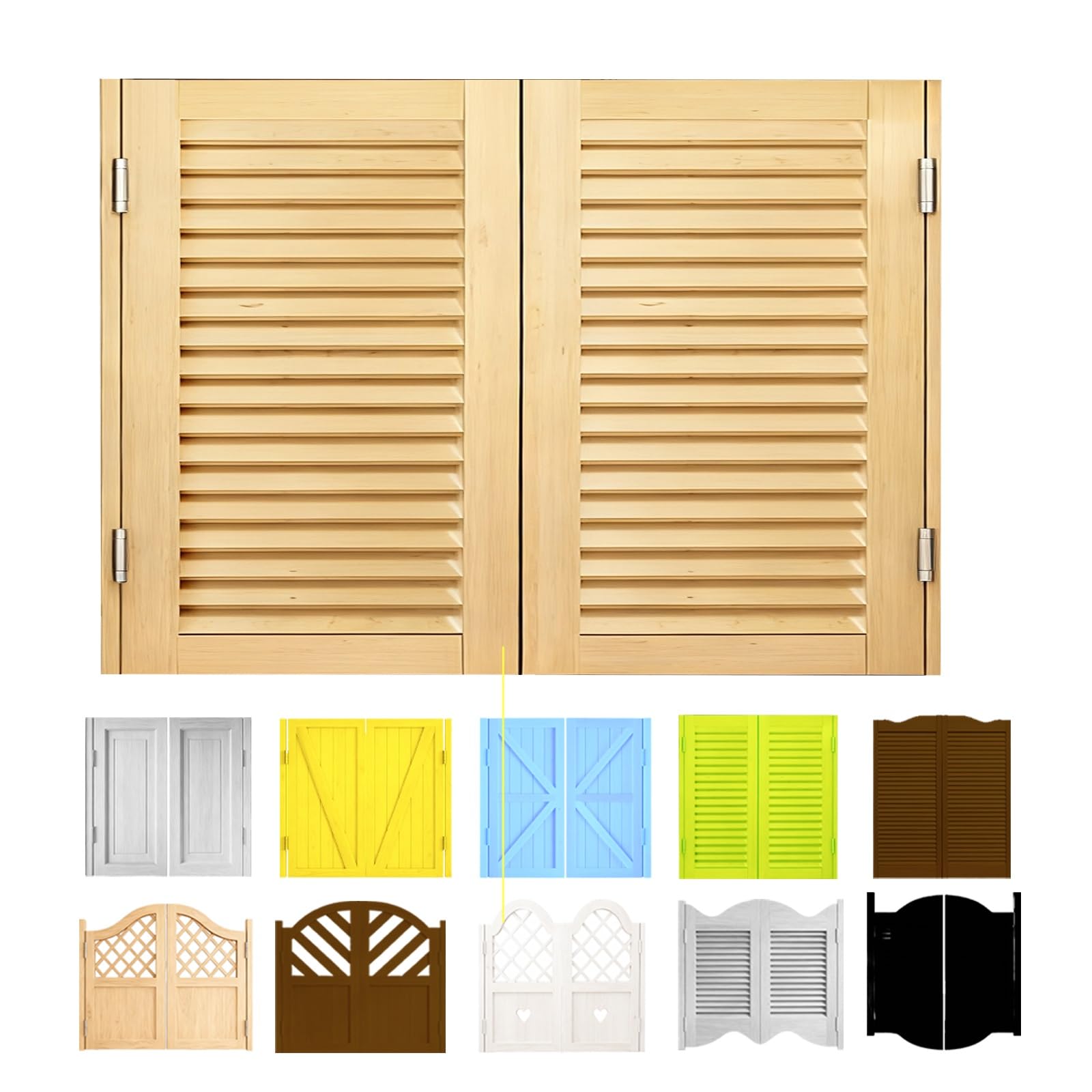 Puerta Vaiven de madera de pino, Puertas de Salón oscilante, Puerta Abatible de Café, Puertas De Vaquero Madera Maciza, Cierre Automático, para Balcón, Cuarto de Guardarropas