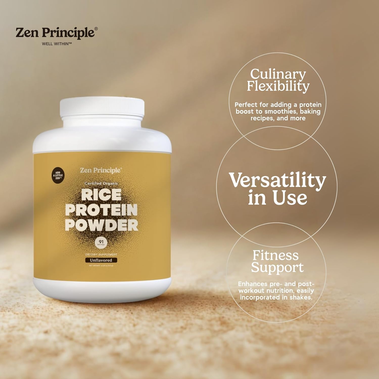 Zen Principle Organic Brown Rice Protein 6 LB. USDA Certified Organic. Unflavored. Non-GMO. Vegan. - Image 8