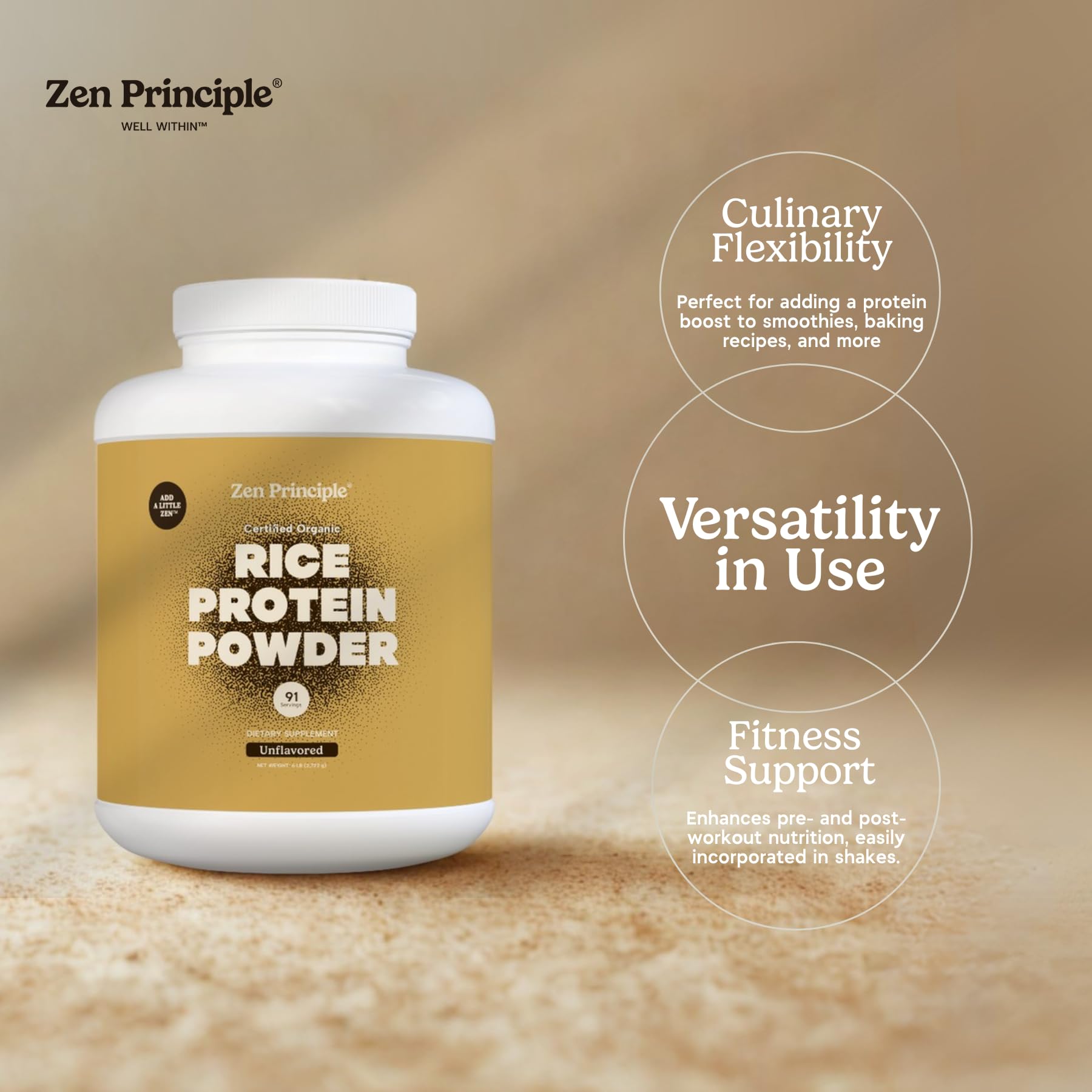 Zen Principle Organic Brown Rice Protein 6 LB. USDA Certified Organic. Unflavored. Non-GMO. Vegan. — Amazon image 7