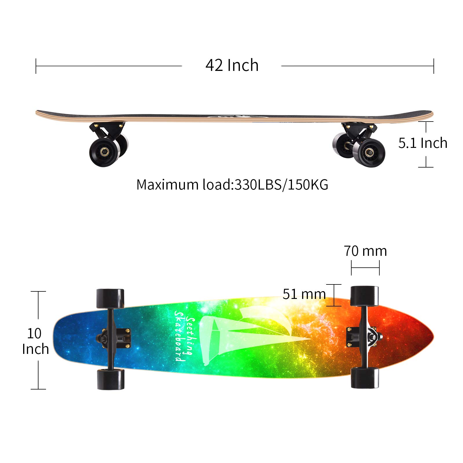 Amazon.co.jp: 42インチ ロングボード スケートボード コンプリート