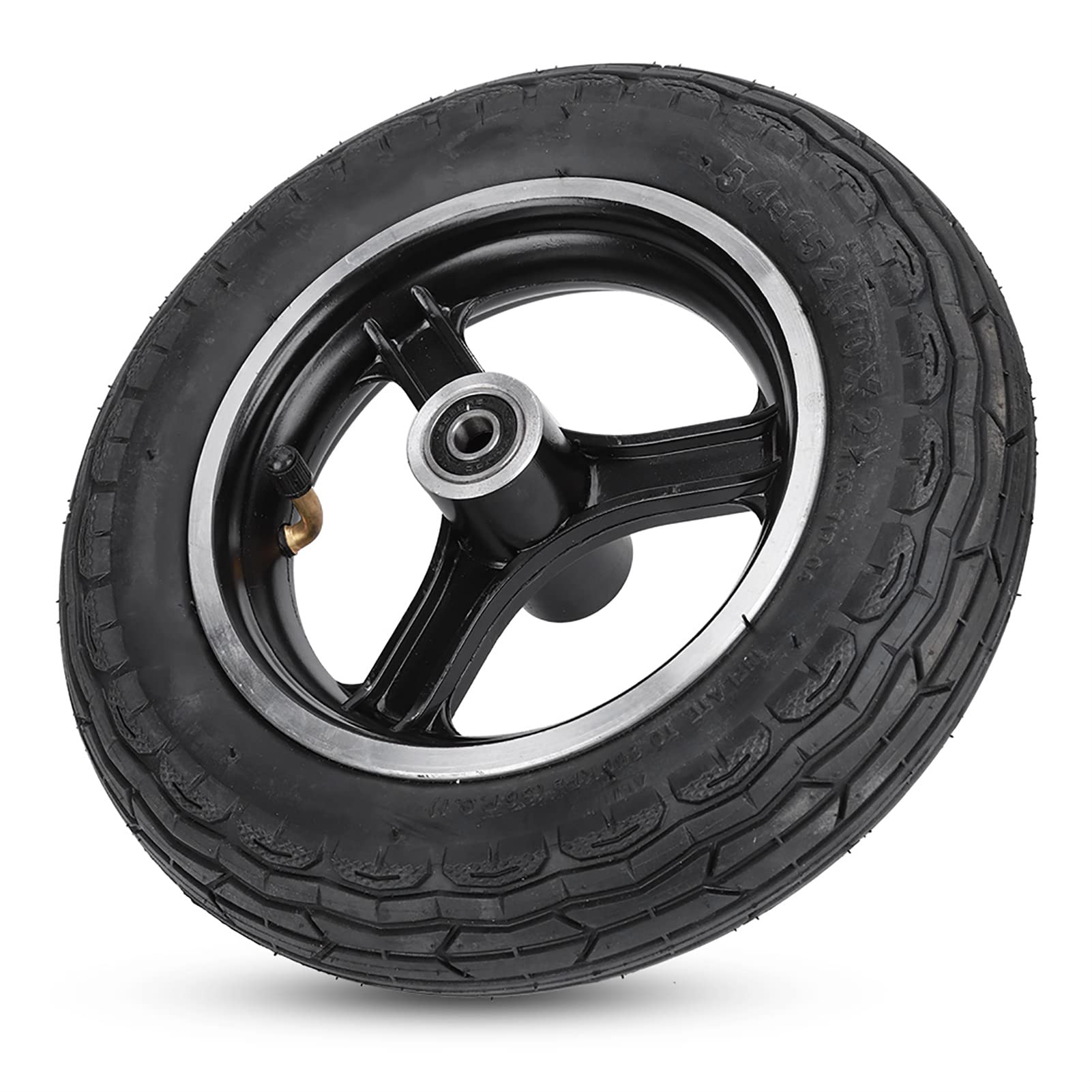 Dilwe 10 Inch Rubber Inflatable Electric Scooter Tire Aluminium Alloy Front Wheel Hub Symmetric Figure Tyre without Gas