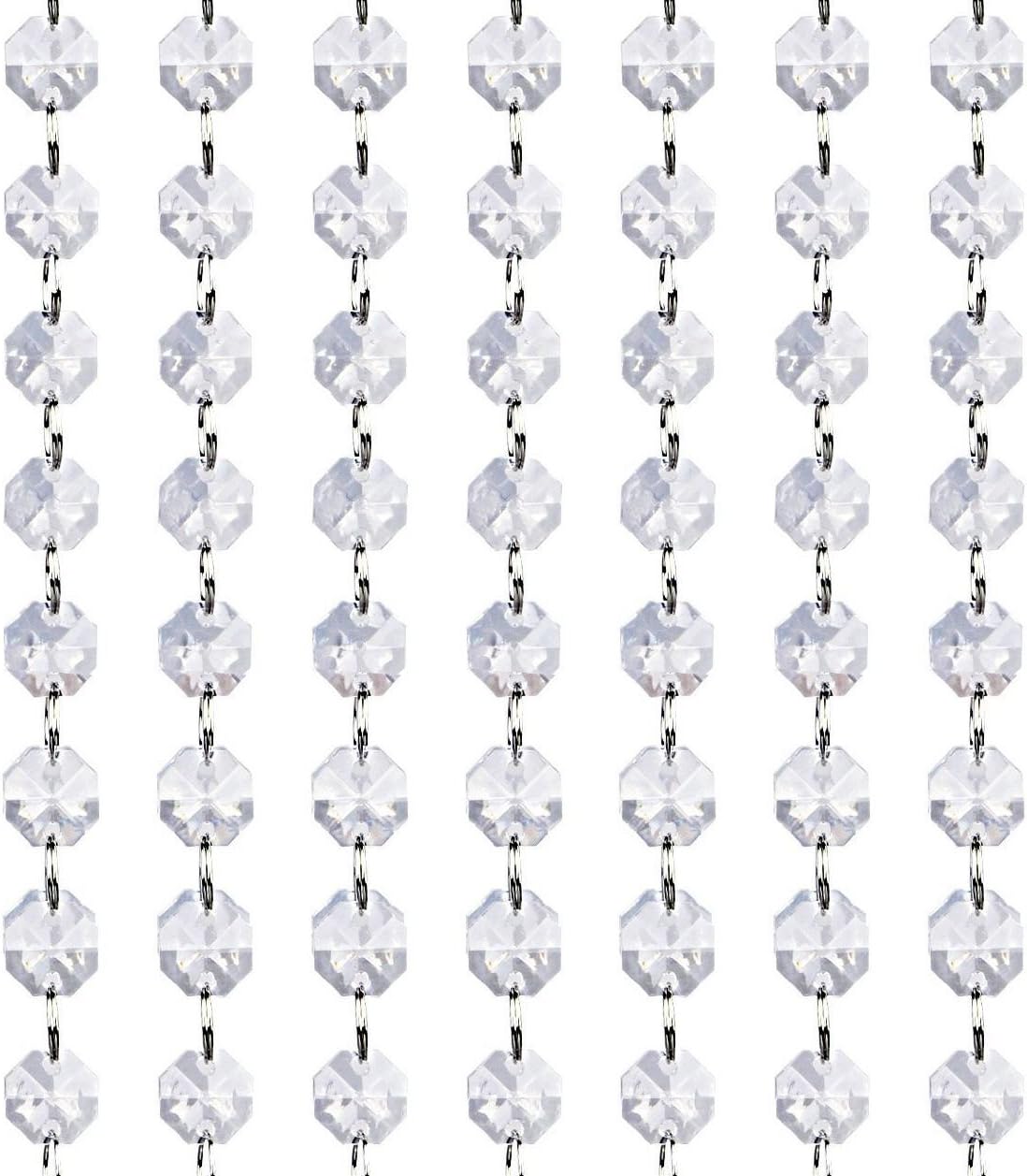 16 Feet Acrylic Crystal Gems Bead Garland Strands,Hanging Clear 14mm Daimond Beads Chain Garlands for Manzanita Tree Centerpiece, Chandelier Bead Lamp Chain, Christmas Wedding Party Deco