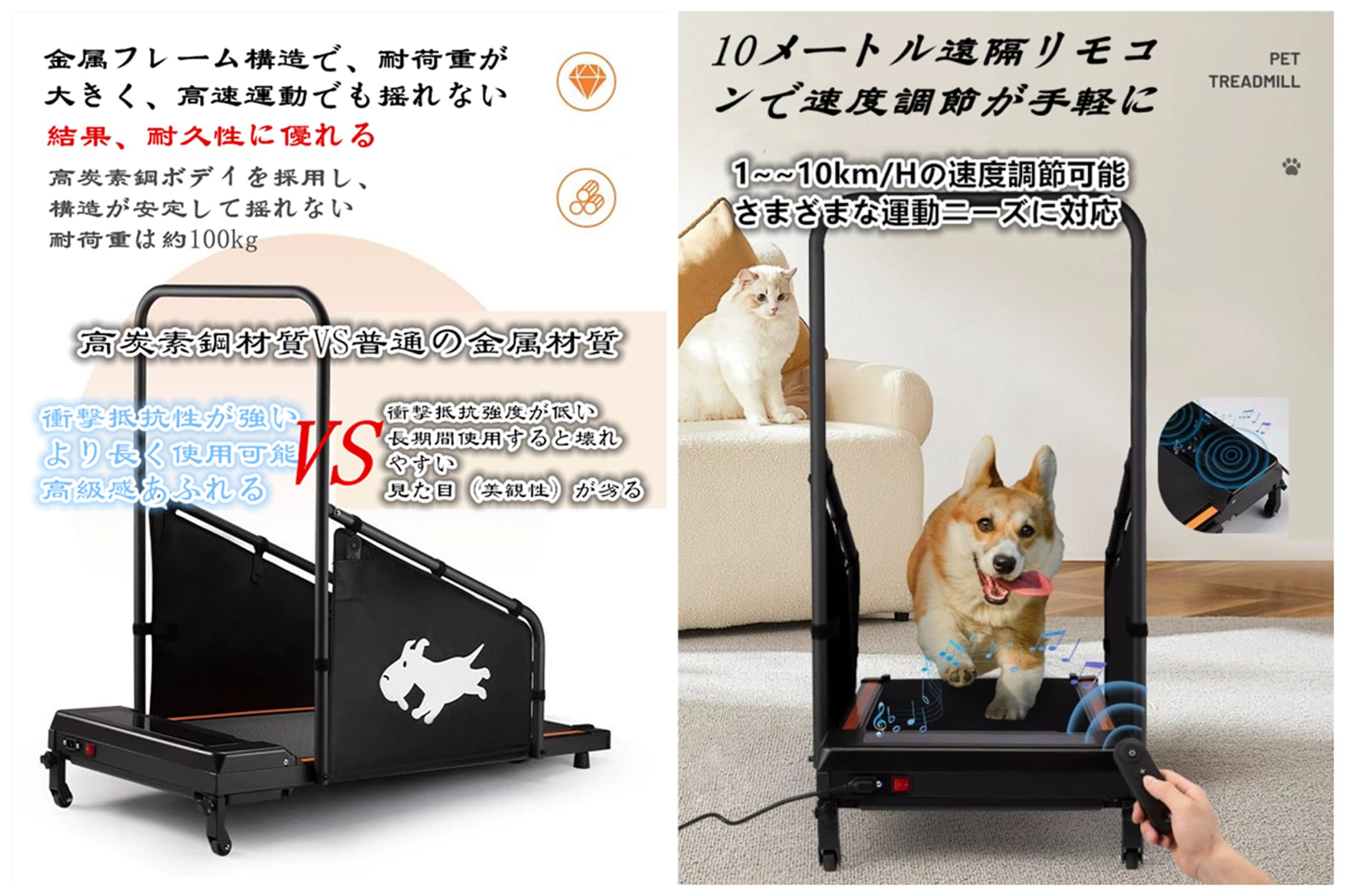 Amazon.co.jp: ペット用 ランニングマシン 設計 最大100kg耐荷重 省