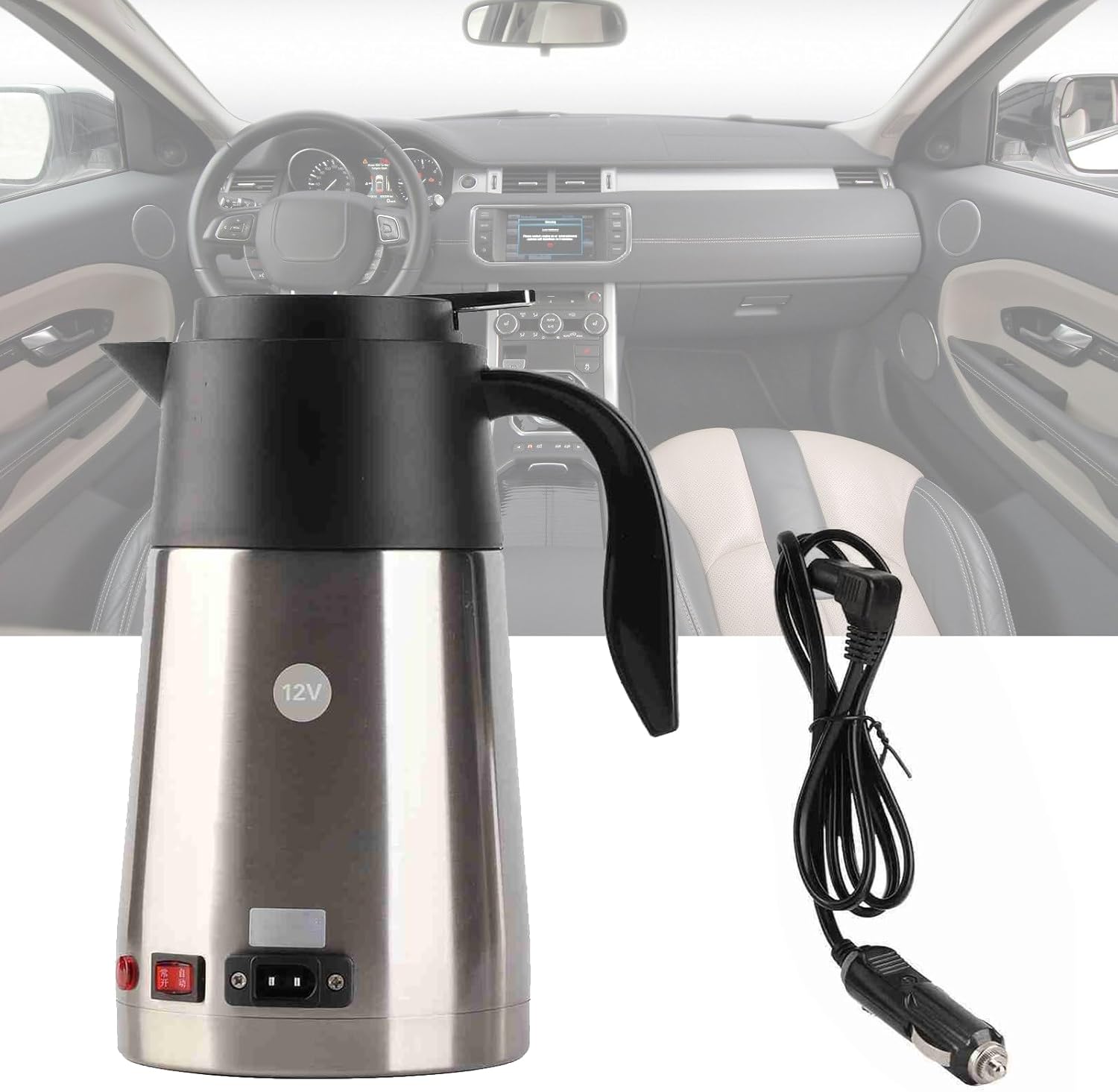 Car Kettle Boiler 1300ML Car Heating Travel Cup Stainless Steel Mug Coffee Cup Warmer 12V Electric Hot Water Kettles Automatic Shut Off