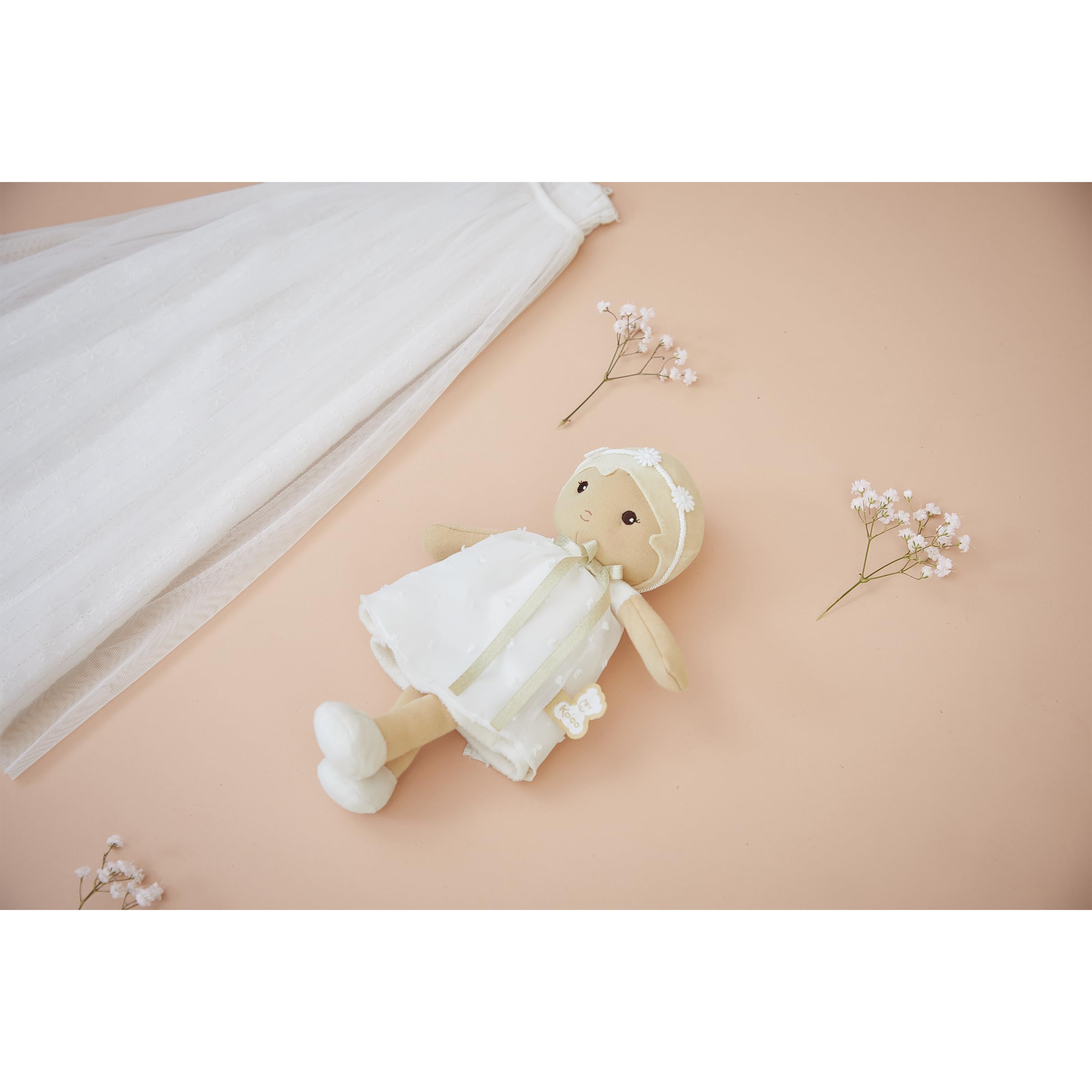 Kaloo - Tendresse - Ma 1ère Poupée en Tissu Daphné - Poupée de Chiffon 25 cm - Robe en Organza à Pois - Jolie Boite Cadeau - Ruban Personnalisable - Dès la Naissance, K200021